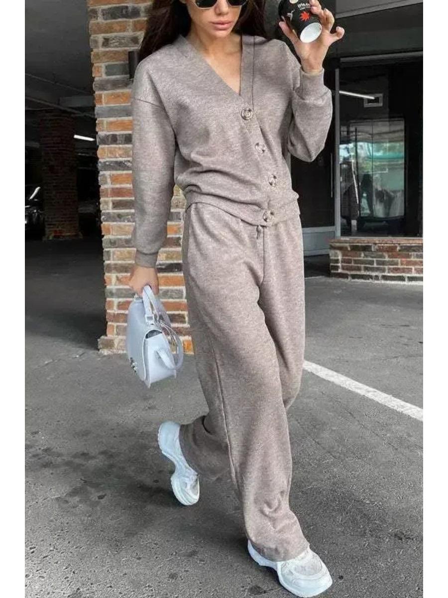 

Женский комплект больших размеров, повседневный спортивный однотонный кардиган с длинными рукавами, топ и брюки, комплект из 2 предметов 5XL хаки