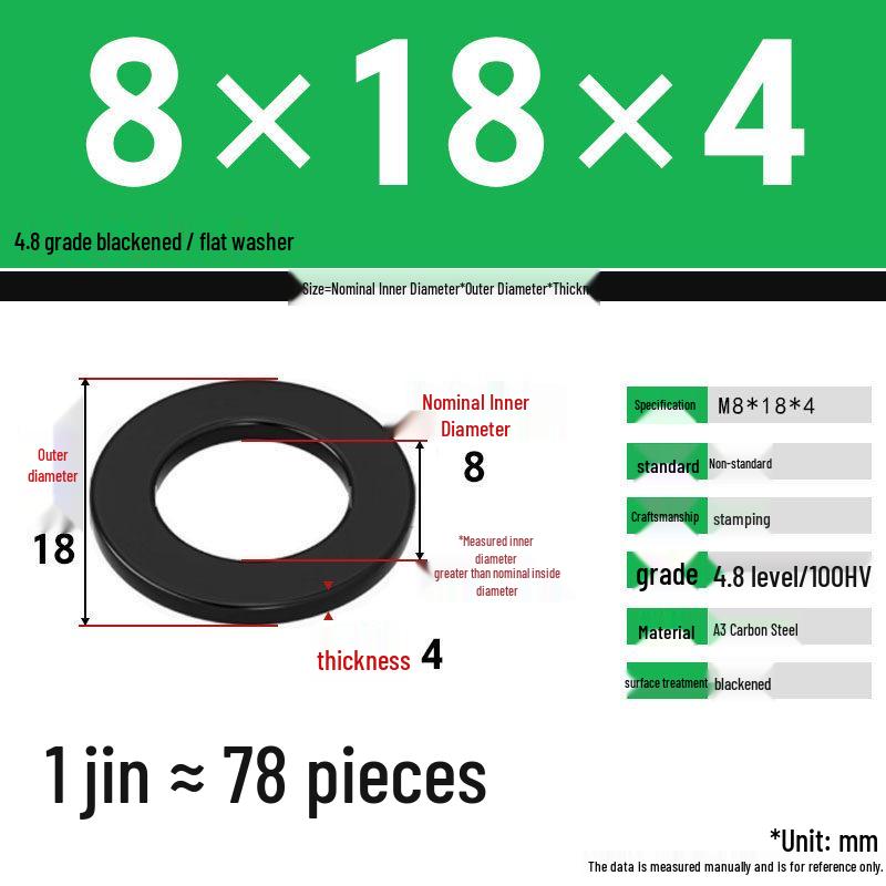 Blackened Enlarged Thickened Metal Washer - M3-M42