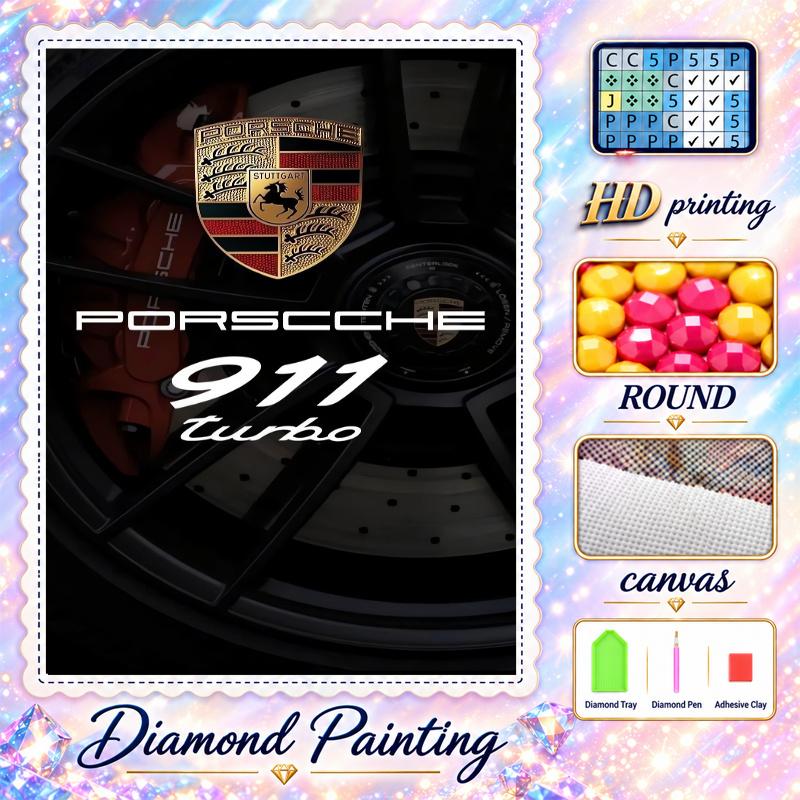 porsche Diamond Painting Kit 5D Full Drill DIY Diamond Mosaic Wall Art Home Decor