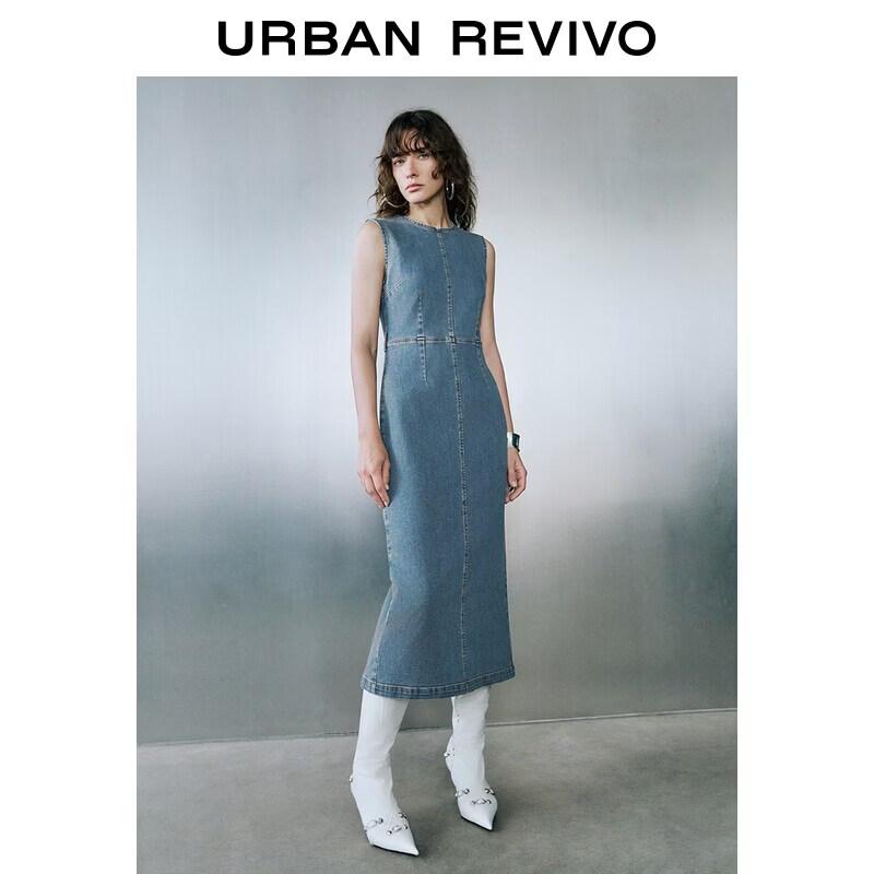 Women s Vintage Belted Denim Dress M ретро синий