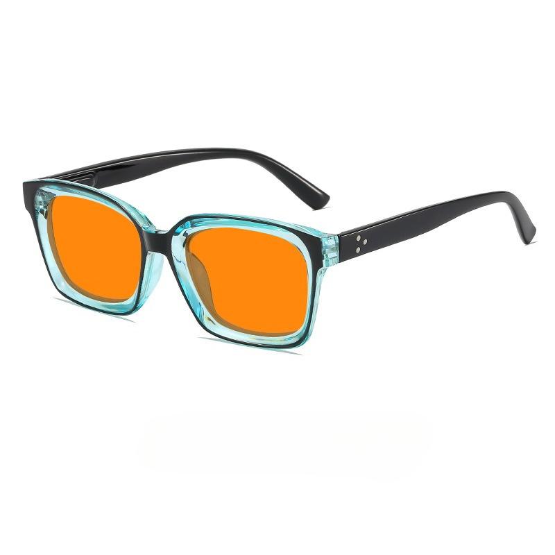 New Retro Night Vision Anti Blue Light Glasses Men‘s High Quality Square Frame No Diopter Reading Glasses with Orange Lenses