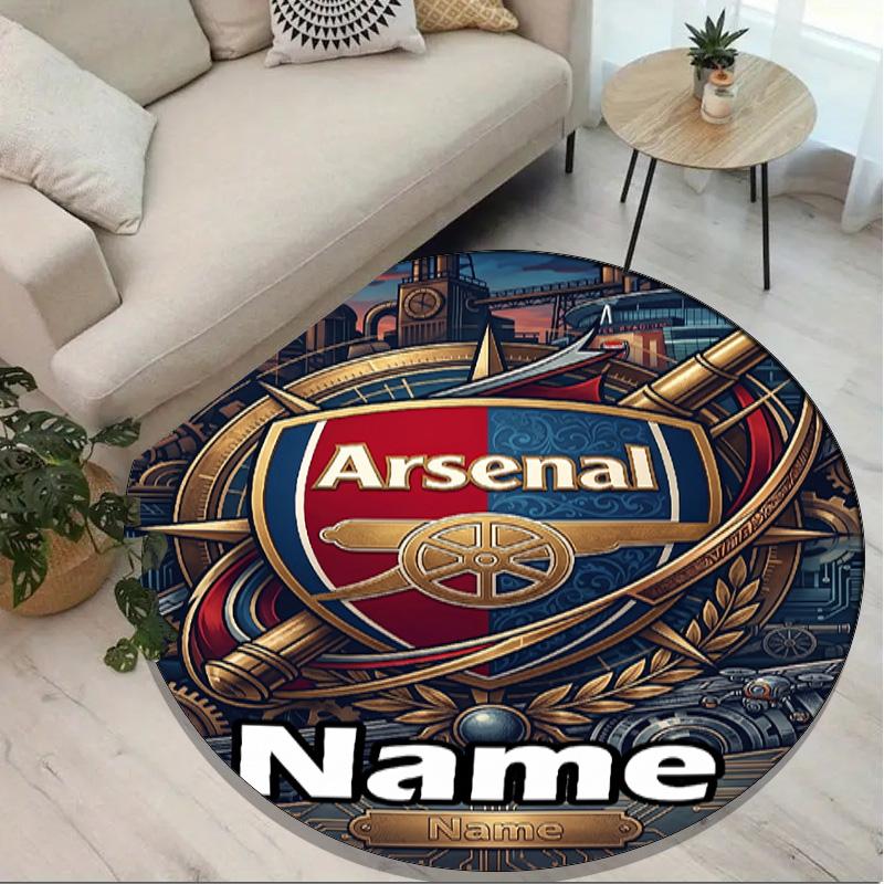 Custom Name Personalized Arsenal F.C Print Round Rug, Versatile Home Decor Carpet, for Playroom, Apartment, Balcony, Entryway, Hallway Gift