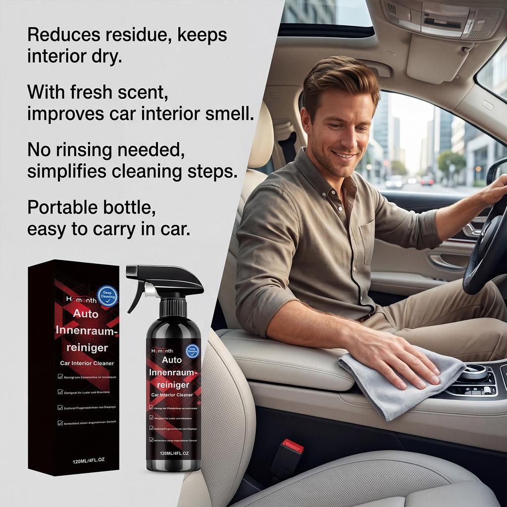 HOMONTH Car Interior Cleaner Gentle Cleaning Odor Refresh Shine Maintenance Cleaner