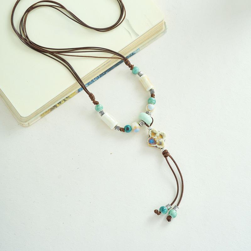 Bohemian Retro Butterfly Pendant Ceramic Necklace