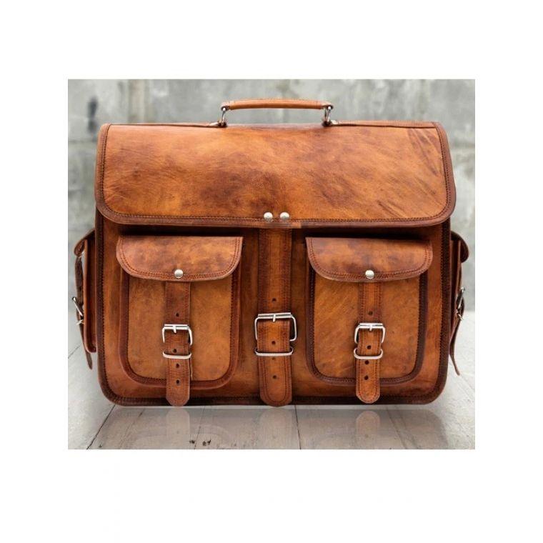 Large Bag Leather Vintage Messenger Shoulder Men Satchel Laptop Briefcase