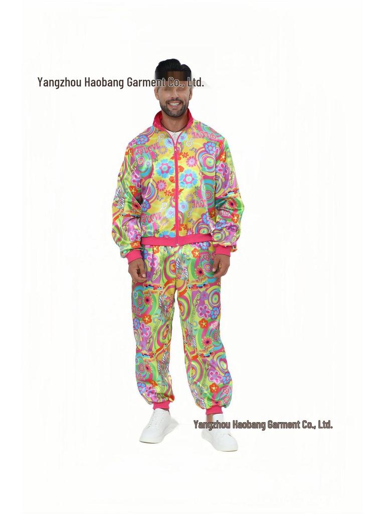 80s Retro Disco Tracksuit: Jacket and Pants Jogging Suit for Theme Parties