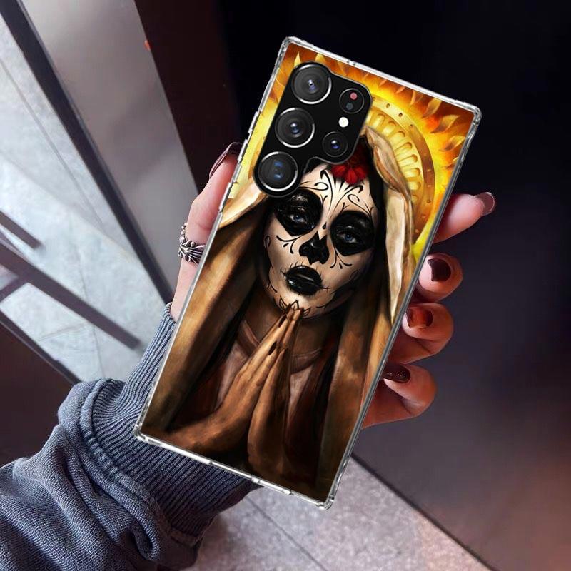 Catrina Beautiful Rose Girl Skull Phone Case For Samsung Galaxy S23 S24 S25 Edge S26 Ultra S22 + S21 Plus S20 FE Cover Silicone