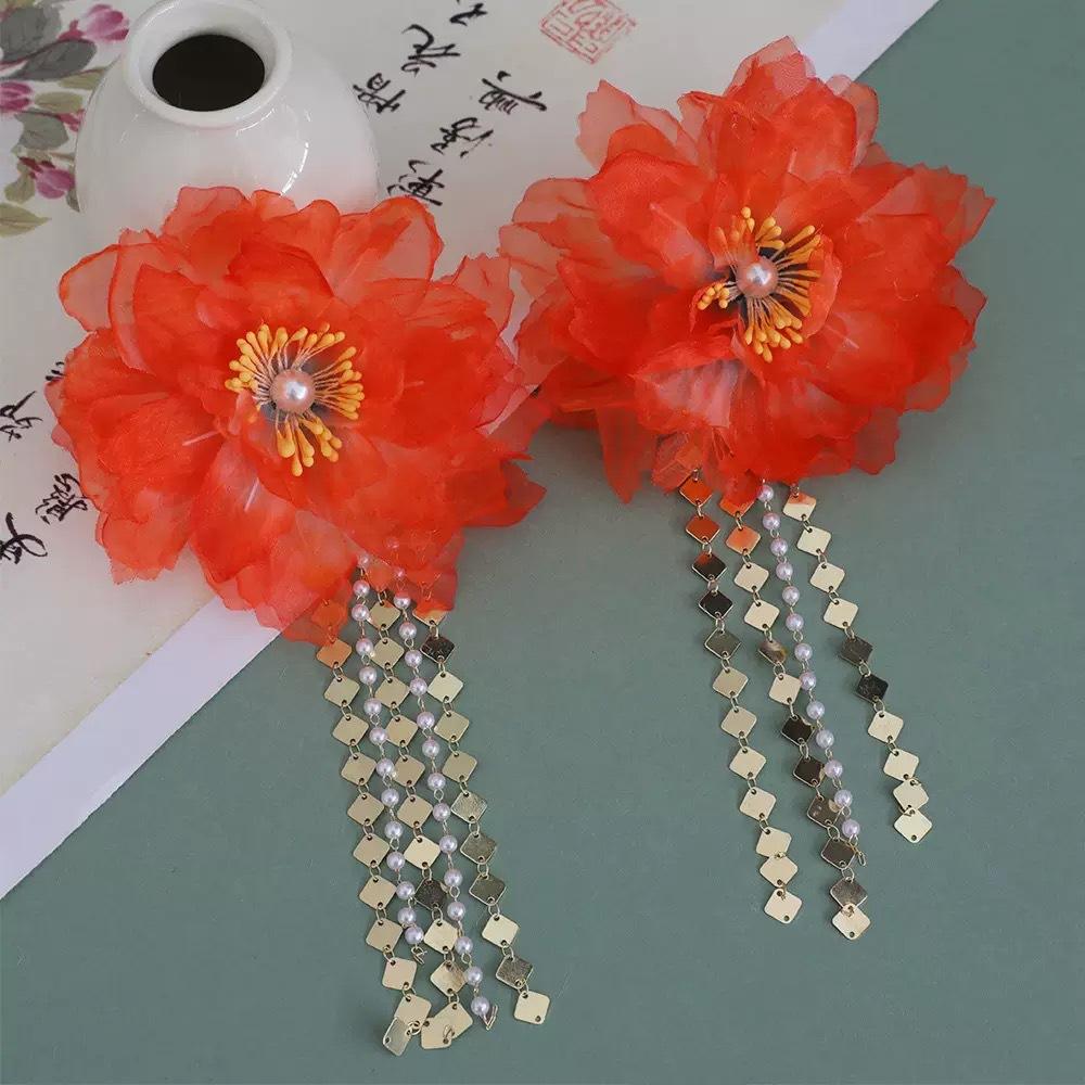 Flower Hair Clips Forks Chinese Hanfu Hair Accessories for Women Hairpin Fork Handmade Vintage Wedding Hair Jewelry Retro Crowns for Girl and Women