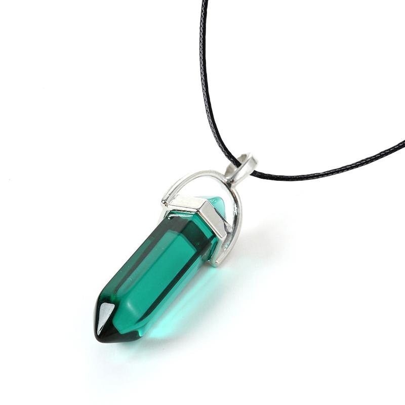 2025 Hexagonal Column Quartz Necklaces Turquoises Pink Crystal Pendent Necklace For Women Chain Natural Stone Choker Jewelry