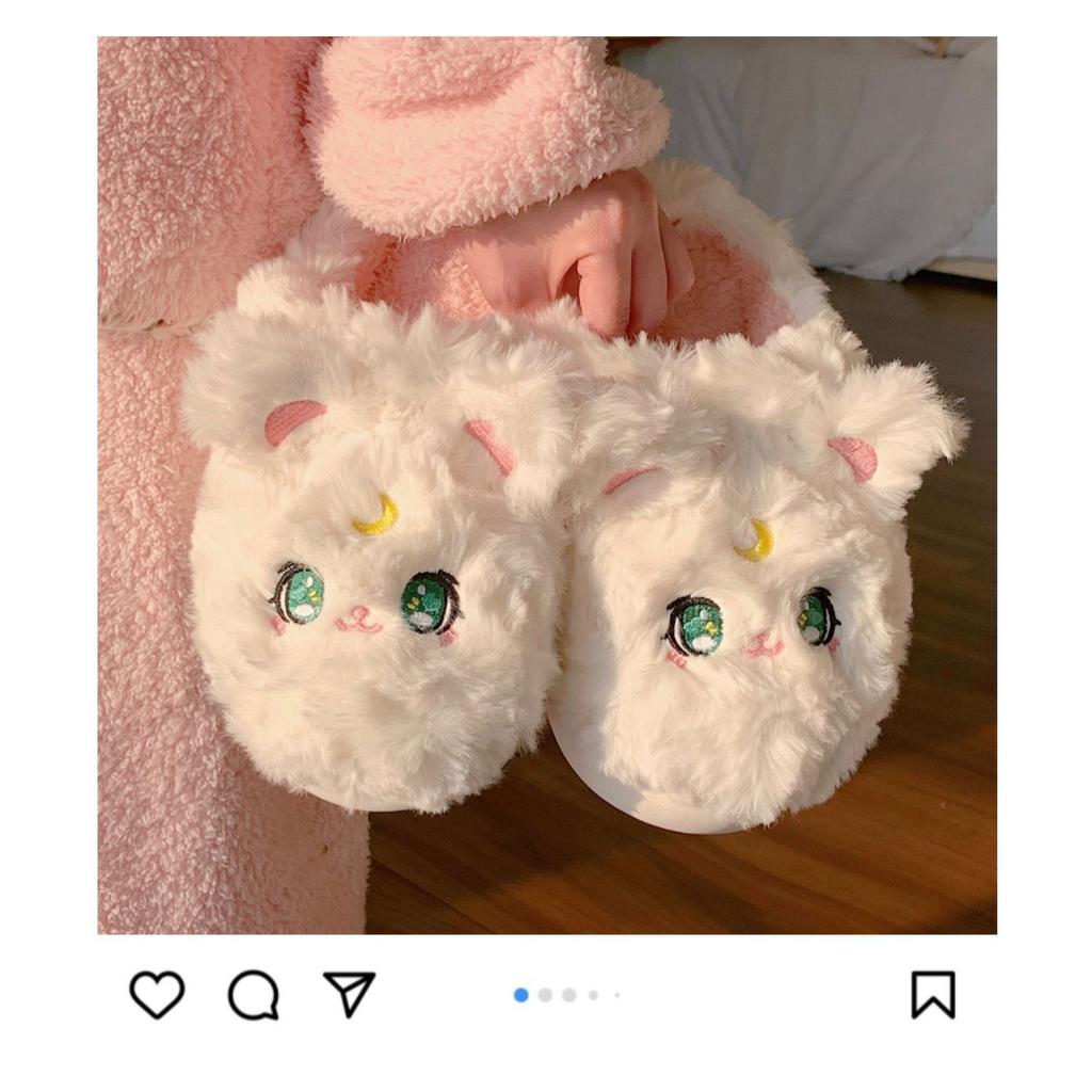 Casual Winter Ladies Girl Heart Home Warm Cotton Slippers Cute Cartoon Soft Bottom Plush Slippers