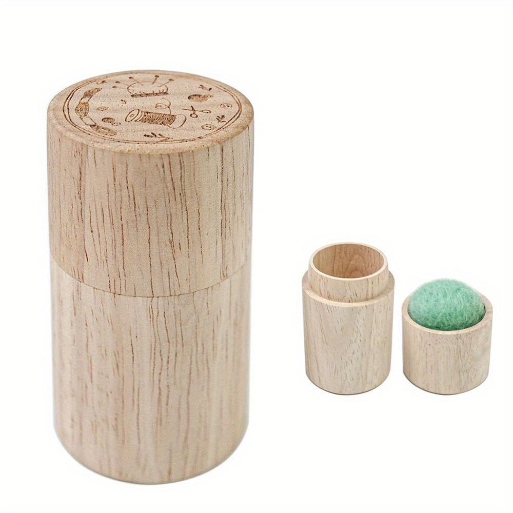 Vintage-Inspired Wooden Sewing Needle Organizer - Compact Cylinder Storage For Hand Sewing & Knitting Supplies