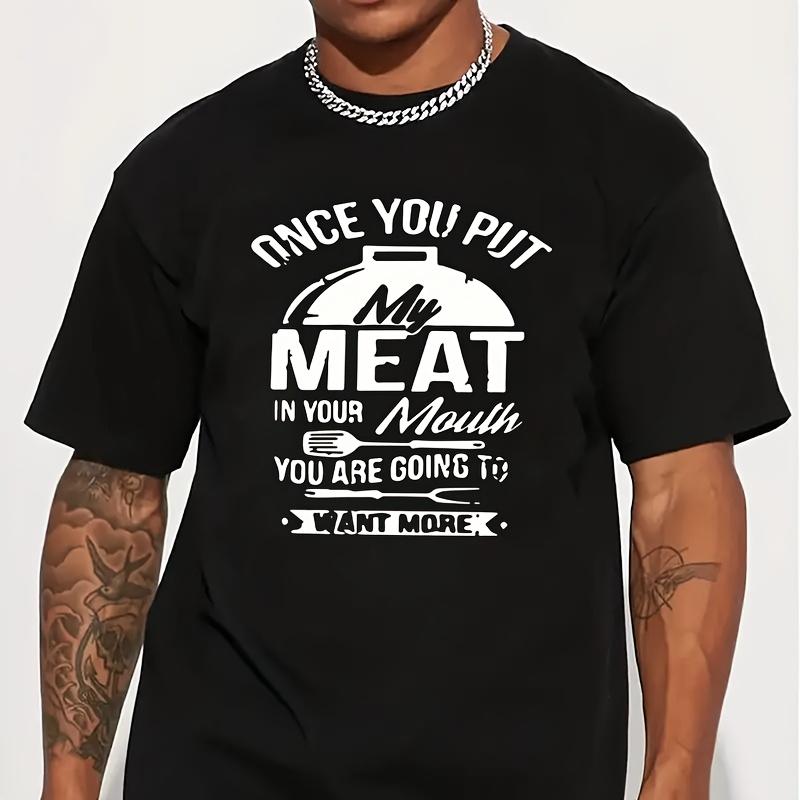 Men's Casual Letter Print T-Shirt - Comfortable Polyester, Round Neck, Summer Fashion Top