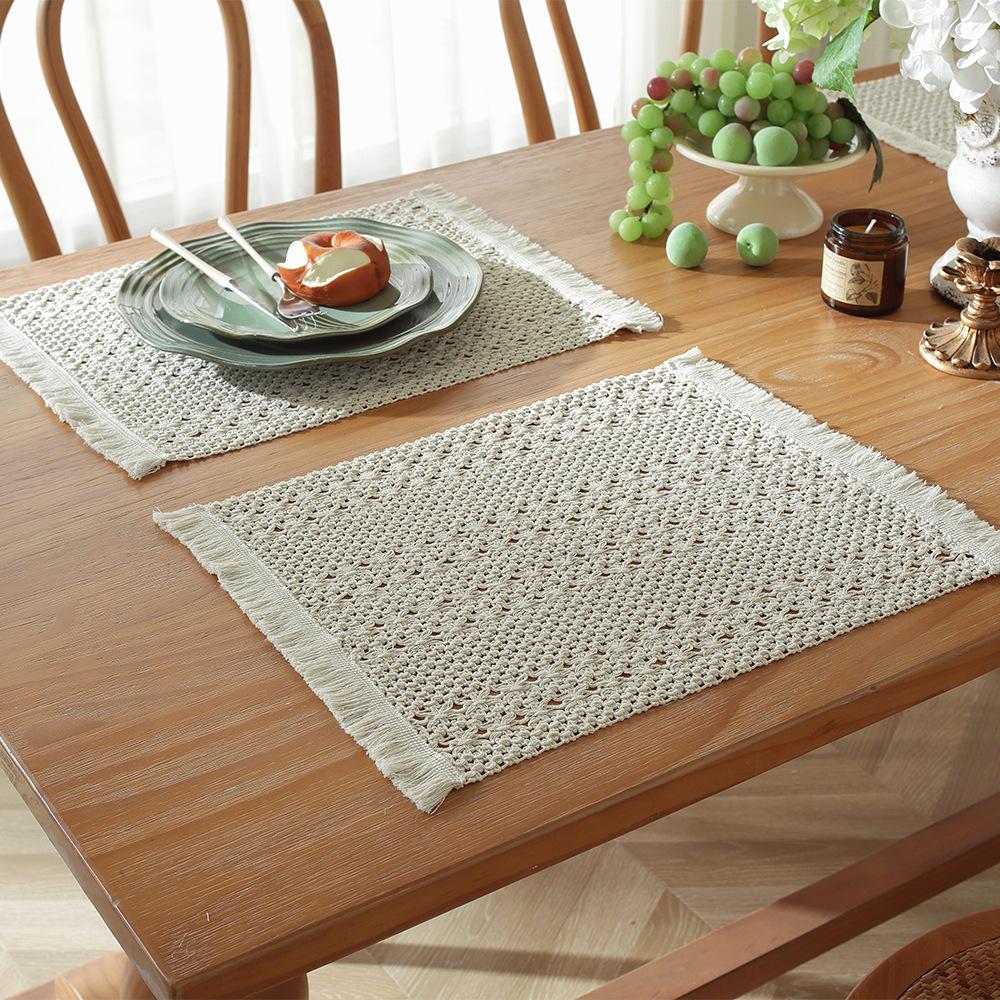 Nordic cotton and linen table flag modern simple light luxury high-end dining table mat festival tableware mat woven color matching spot
