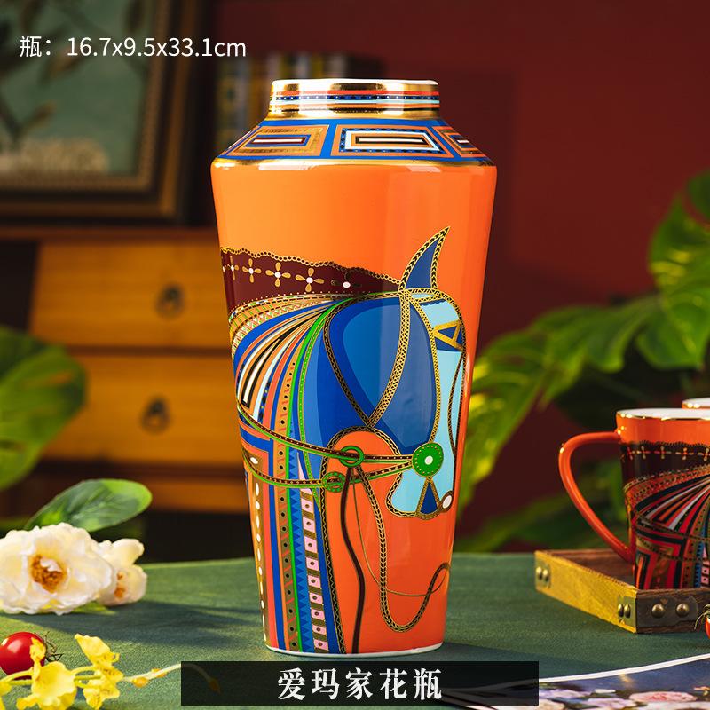 Декоративная ваза Эммы, цветочная композиция для гостиной, высококачественная большая керамическая ваза, ретро-ваза с богатым бамбуком, гидропонная ваза