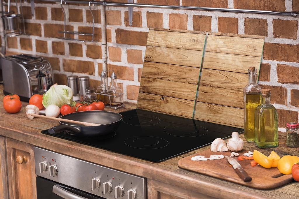 PIANO COTTURA PROTETTIVO IN VETRO 75x52 LEGNO