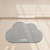 Light Cyan Cloud Outline Plush Mat Anti Slip Water Absorbent Thick Fluffy Floor Rug For Shower Door Vanity Balcony Decor