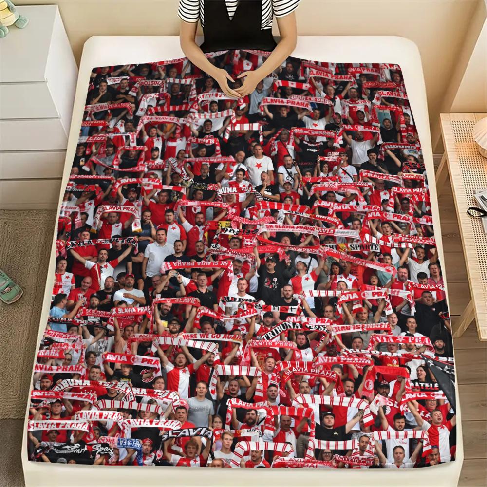 SK Slavia Praha, Coperta in Flanella con Fantasia, Alta Qualità, Confortevole per Tutte le Stagioni, Arredamento per la Casa, Calore e Comfort, Perfetta per Regali.