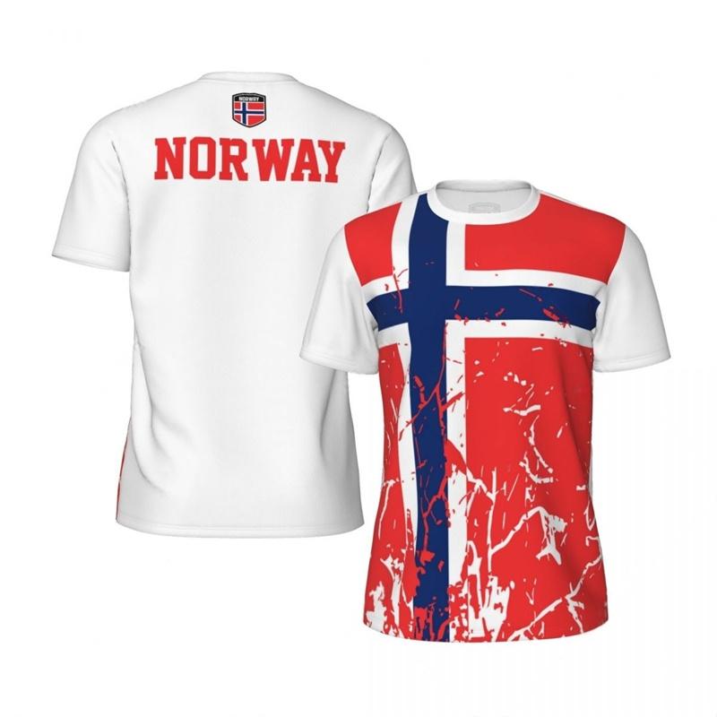 Norway Graphic Men's T-shirt Fashion Sports Loose Short Sleeve Summer New Design 3D Printed Fitness Tees Football T Shirts