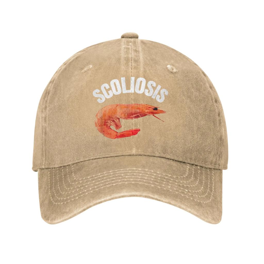 Funny Saying Scoliosis Shrimp Meme Doctor Fun Irony Unisex Sun Baseball Cap Fitted Couple Washed Trucker Hat Sun Baseball Caps