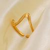 Vintage Stainless Steel Geometric Wave Rings for Women Gold Color Adjustable Rock Ring Aesthetic Wedding Trend Jewelry Gift