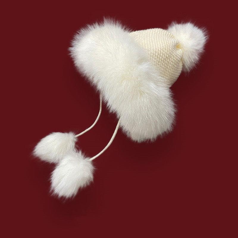 Women's Cute Soft Red Knit Christmas Bauble Hat with Fleece Lining – Stylish Lei Feng Design for a Sweet New Year Celebration