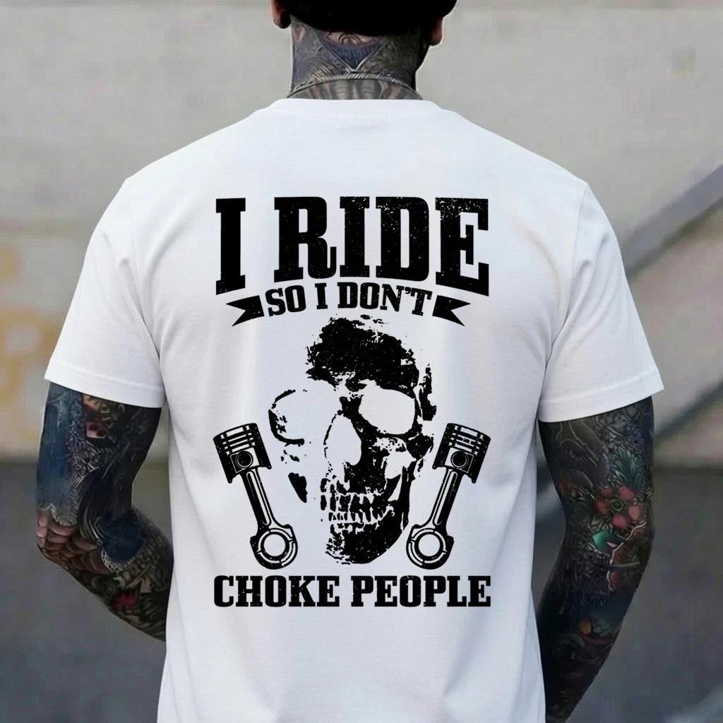 Biker Vintage Skull Motorcycle Funny Biker Pullover T-Shirt L