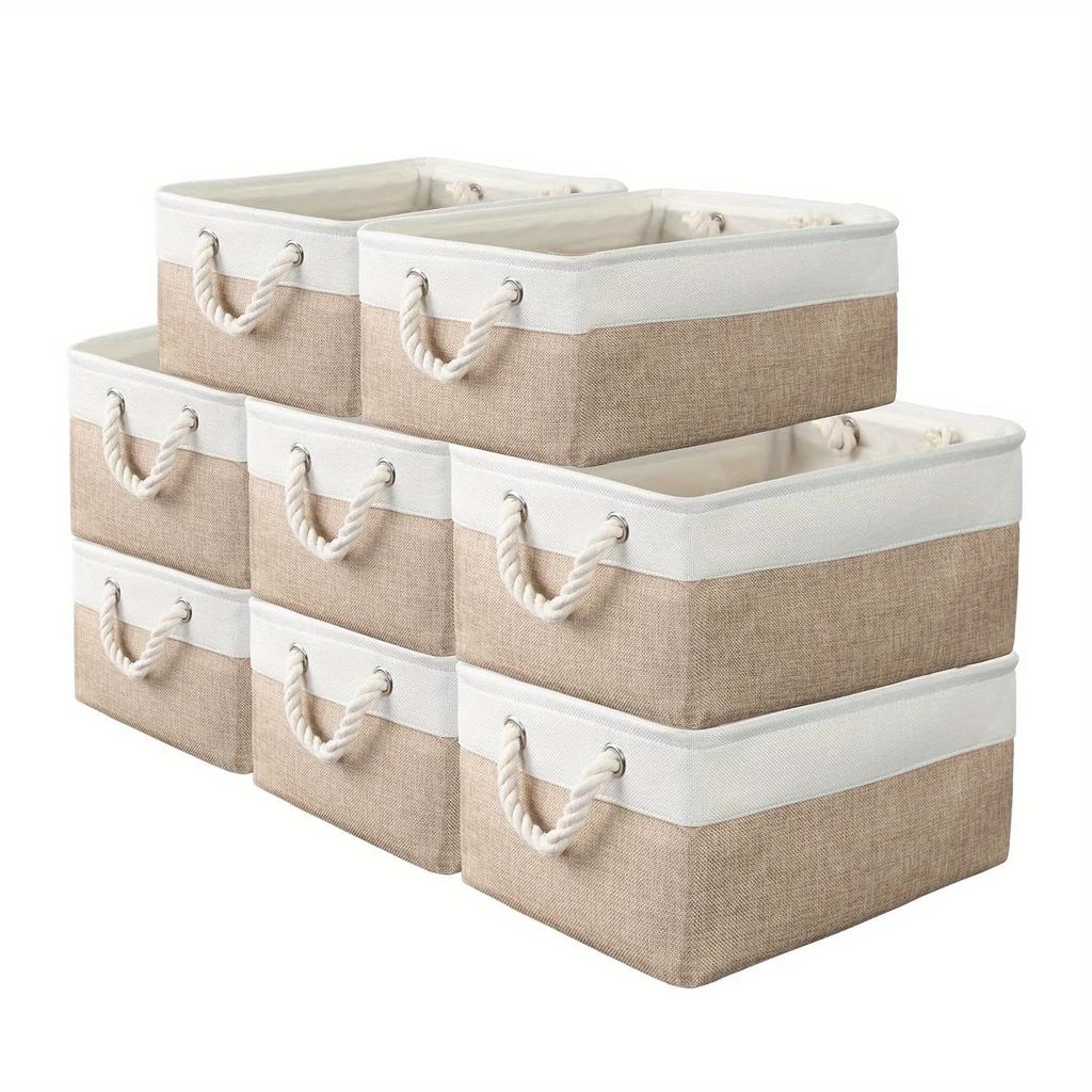 Cotton and Linen Splicing Thick EVA Clothing Storage Box Without Cover Long Hand-held Jeans Toy Wardrobe Desktop Storage Basket