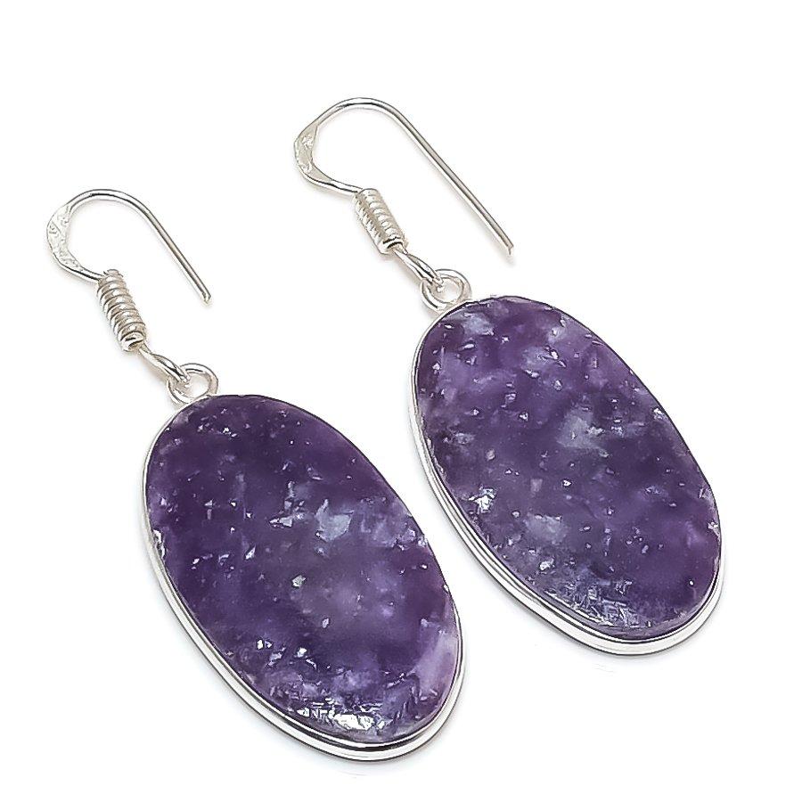 

Natural Lepidolite Gemstone 925 Sterling Silver Jewelry Earring 1.89 p1P61