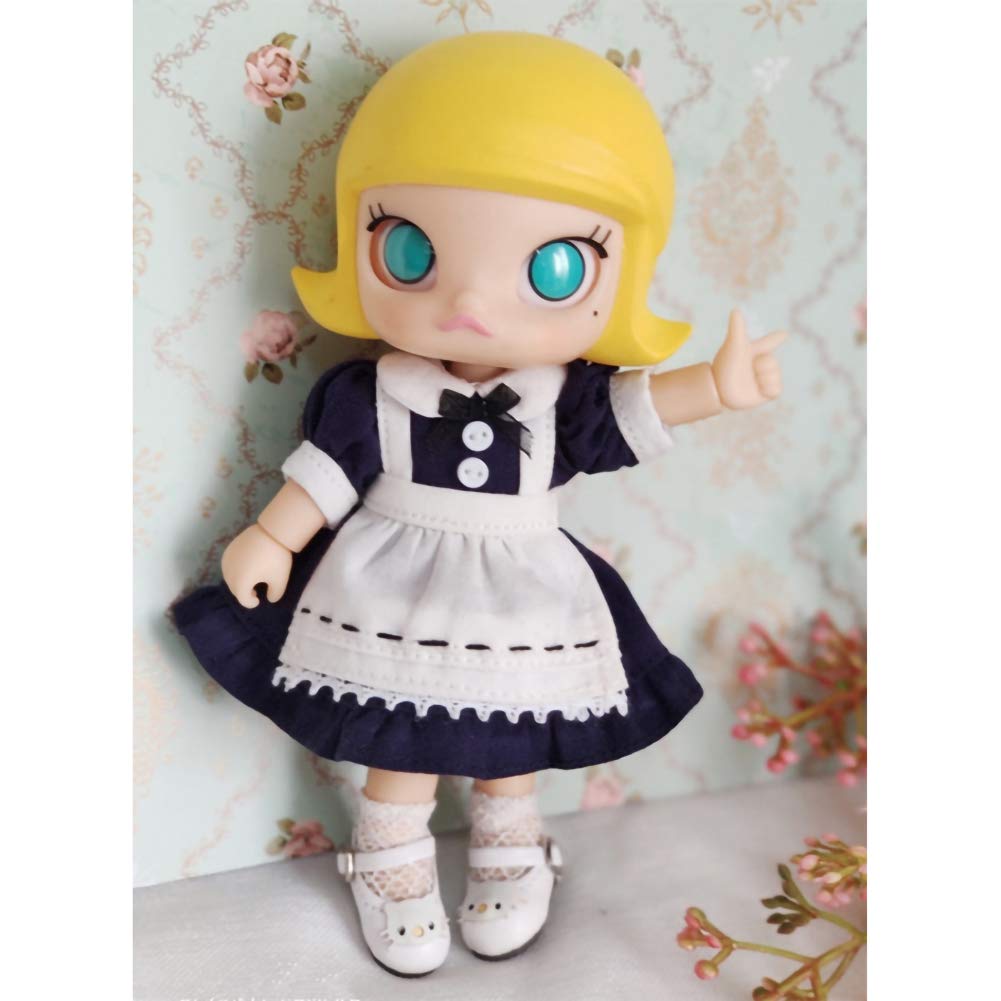 rakulifey Obitsu 11 Maid Outfit with Hair Accessory for 11cm Obitsu 4 Colors Dress, Dolls, (Black)