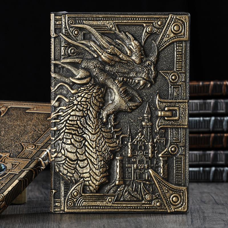 3D Evil Dragon Embossed Notebook Vintage A5 Diary Journals Handcraft Bible Book Travel Planner Cool Gifts for Men
