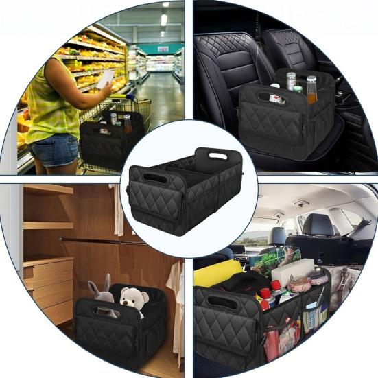 Car Trunk Organizer Foldable Portable Storage Box 2 Compartments Car Luggage Compartment Road Trips Camping Car Accessories