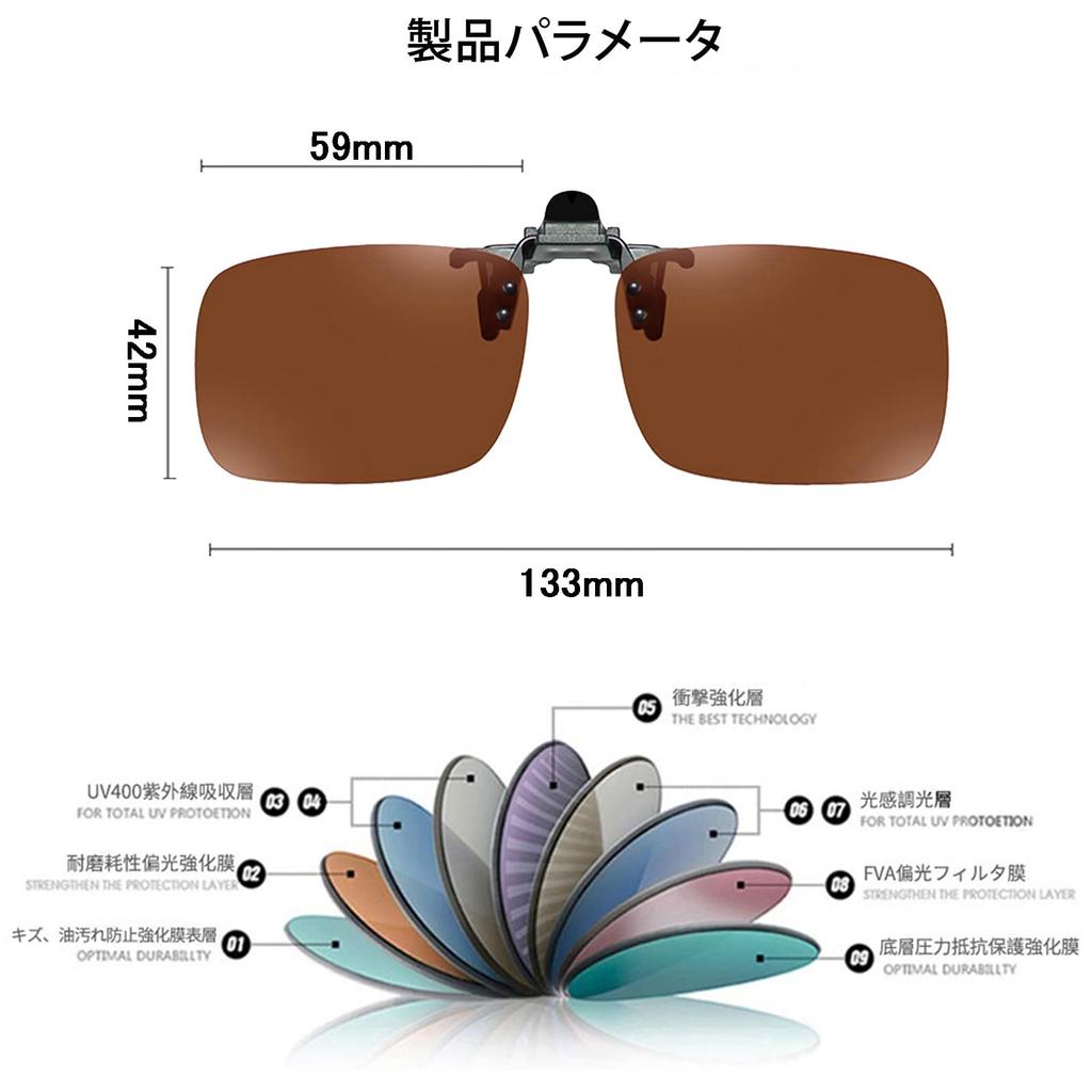[FF FRAZALA] Clip-on Sunglasses Flip-up Polarized Lenses Anti-Glare UV Protection