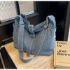 Popular portable shopping bag bag large capacity denim underarm tote bag women's bag 2025 new shoulder messenger bag