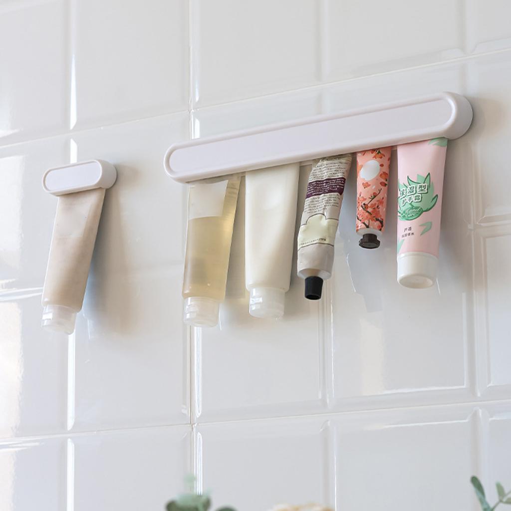 Long Adhesive Wall Hook For Toothpaste Face Cleanser Holders Clip Waterproof Plastic Bathroom Storage Organizer Shelf