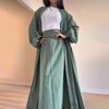 2025 Europe, America, Amazon Cross-border Women's Clothing New Solid Color Long-sleeved Coat Straps Hip-wrapped Long Dress Set