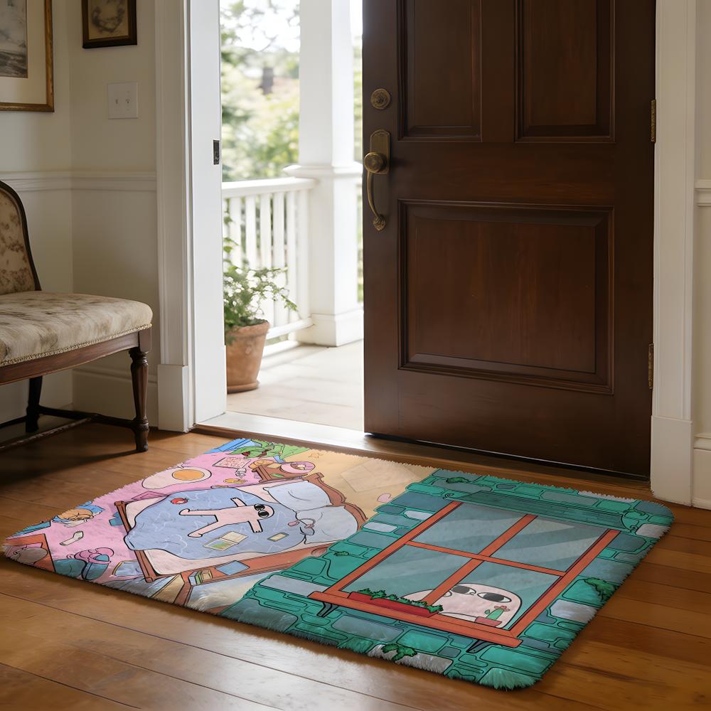 Anime Cute KketnipzS Floor Mat Soft Flannel Absorbent Mat Non-Slip Rug Home Bedroom Bathroom