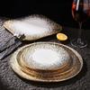 Goldene, mattierte, quadratische oder runde, flache Keramikplatte im Western-Stil für Steaks, als Küchenutensilien, Tischplatte, Hauptgerichte oder Kuchenplatte