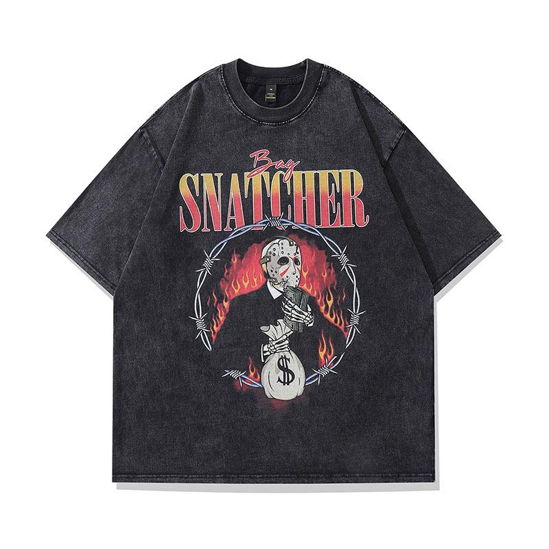 Harajuku Retro Animation Print Old Short-Sleeved T-Shirt Men And Women Street Hip-Hop Versatile Couple Half-Sleeved Tee Shirt