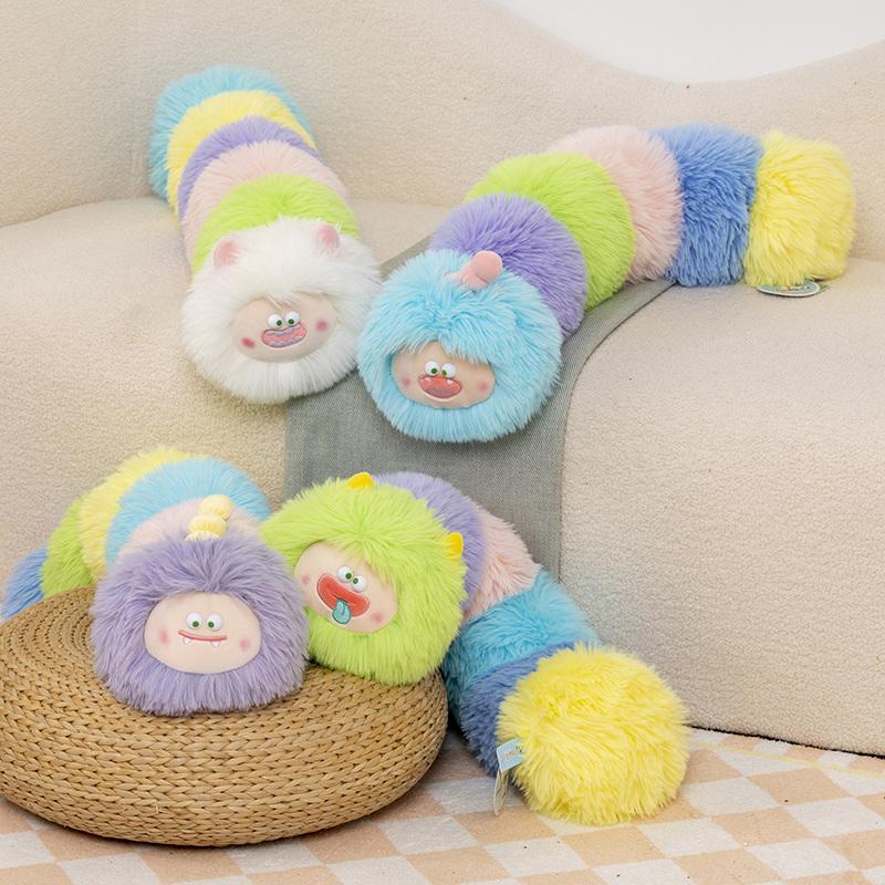 Funny Colorful Caterpillar Monster Plush Stuffed Toys Cartoon Long Pillow Caterpillar Dolls Funny Toy for Children Girls Gifts