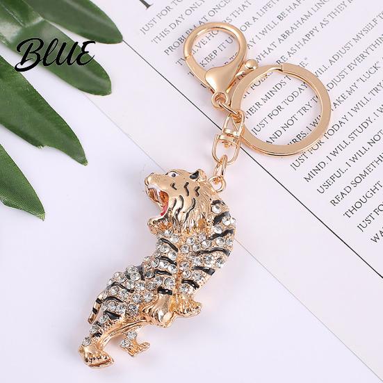 Multi-functional Keychain Pendant Sparkling Rhinestones Zodiac Tiger Shape Charm Key