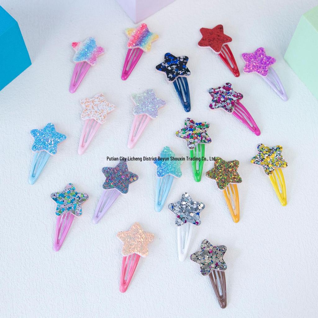 Candy Color Heart & Star Cartoon Bang Hair Clips for Kids