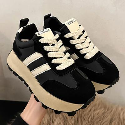 New Black Women Platform Casual Sneakers Shoes Vintage Versatile Thick Sole Dad'S Shoes Fashion Designer Outdoor Sports Shoes