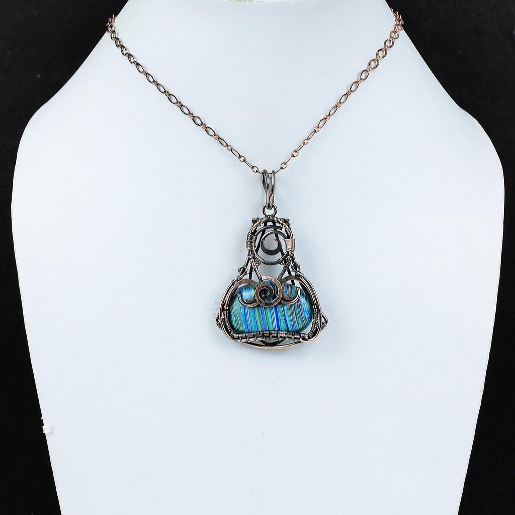 Rainbow Calsilica Pendant Copper Wire Wrapped Jewelry Gemstone Pendant Wire Wrapped Pendant Handmade Copper Pendant For Gift Antique Jewelry