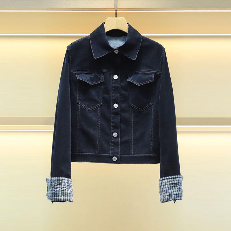Mo Shu Wei Ya 2025 Retro Denim Jacket: Winter Lapel Patch Pocket, Single-Breasted Straight Fit