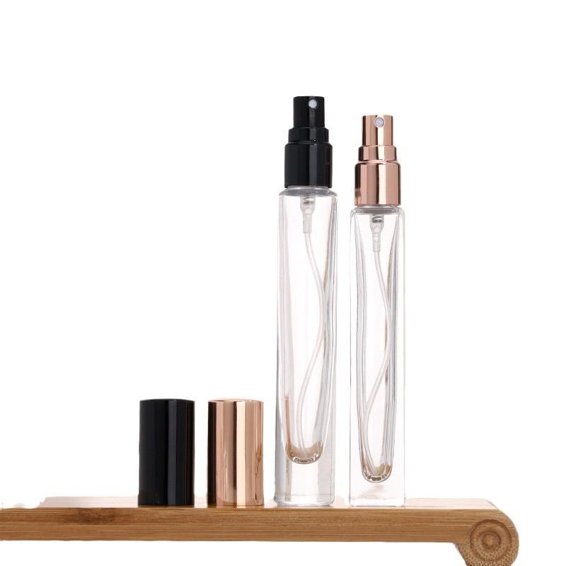 Simple Square & Round Glass Perfume Bottles - Transparent, Empty Spray Decanting Containers.