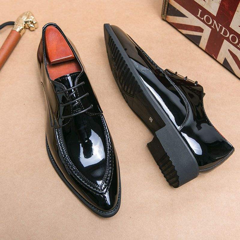 

2025 new leather shoes men s Korean version casual pointed Oxford shoes breathable height increase business men s shoes British dress trendy shoes 46