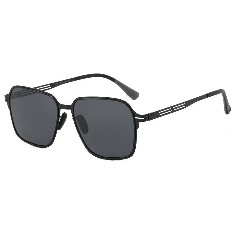 Men's Lightweight Polarized Metal Sunglasses - UV Protection, Black Outdoor Design