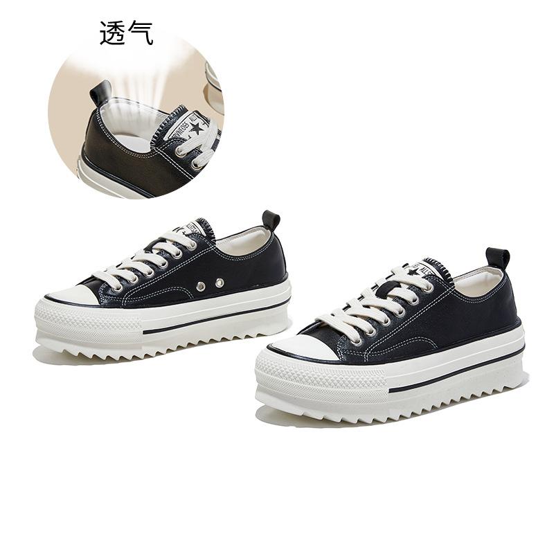 

Wulacao pigskin insole first layer cowhide little white shoes spring new casual versatile board shoes platform women s shoes 40 чорний