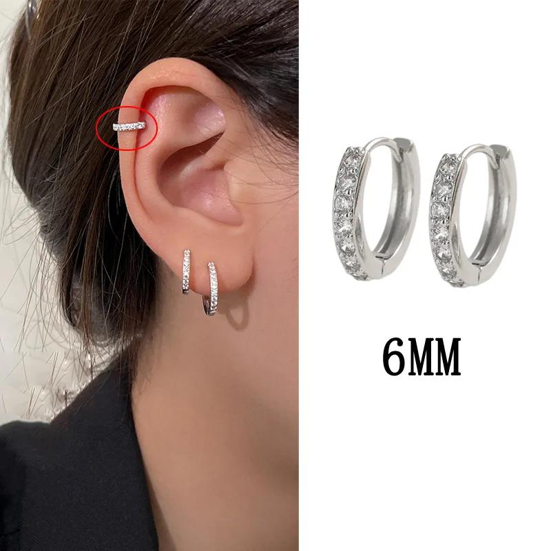 

Classic Simple Silver Color Stainless Steel Zircon Hoop Earrings for Women Temperament Trendy Korea Earring Jewelry Accessory