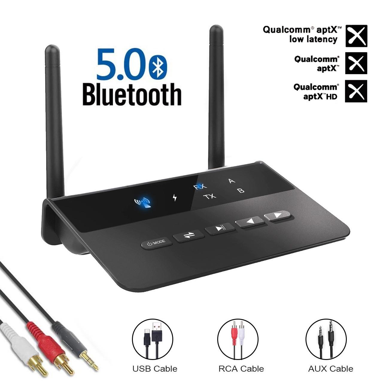 

Bluetooth 5.4 2-в-1 Передатчик и Приемник, Решение Qualcomm, AUX RCA, aptX Adaptive, Автомобильный ТВ Домашний Аудио Адаптер чёрный